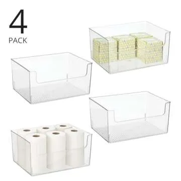 mDesign Large Modern Plastic Open Front Dip Storage Organizer Bin Basket for Bathroom Organization -...
