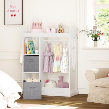 UTEX Kids Play Armoire with Mirror for Dress Up Fun