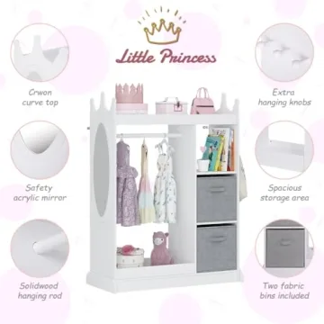 UTEX Kids Play Armoire with Mirror for Dress Up Fun
