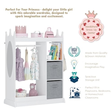 UTEX Kids Play Armoire with Mirror for Dress Up Fun
