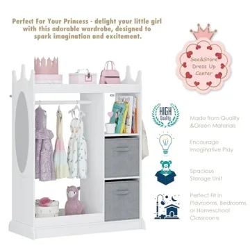 UTEX Kids Play Armoire with Mirror for Dress Up Fun