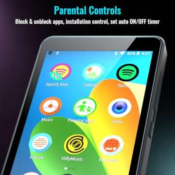 Kids MP3 Player with Parental Controls, Spotify Kids, Spotify, Audible, Amazon Music, 4.0" IPS MP4 M...