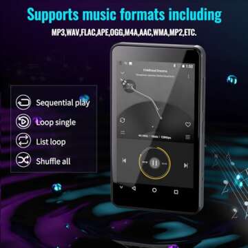 Kids MP3 Player with Parental Controls, Spotify Kids, Spotify, Audible, Amazon Music, 4.0" IPS MP4 Music Player Up to 256GB (Black)