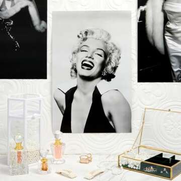 6 Pack Marilyn Monroe Poster Set, 11x17 Inch Black and White Pictures for Wall Art and Decor