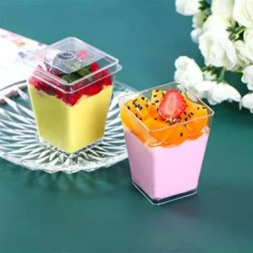 Stylish Dessert Cups with Lids & Spoons for Events