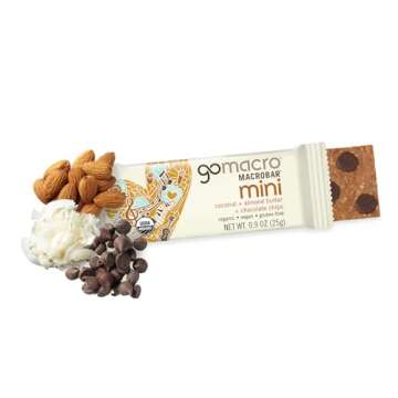 GoMacro MacroBar Mini Organic Vegan Snack Bars - Coconut + Almond Butter + Chocolate Chips (0.90 Oun...