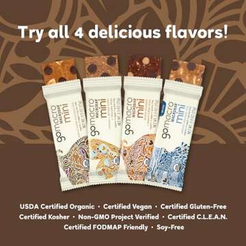GoMacro MacroBar Mini Organic Vegan Snack Bars - Coconut + Almond Butter + Chocolate Chips (0.90 Ounce Bars, 24 Count)