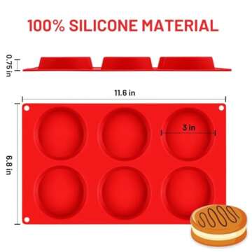 Muffin Top Pan, Silicone Egg Molds for Breakfast Sandwiches 3 Inch Round Silicone Egg Pan for Baking...