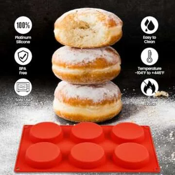 Muffin Top Pan, Silicone Egg Molds for Breakfast Sandwiches 3 Inch Round Silicone Egg Pan for Baking English muffins, Whoopie Pies, Corn Bread, Egg bites, Tarts 3 Pack