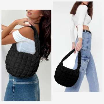 YFGBCX Quilted Tote Bag for Women Puffer Bag Quilted Bag Lightweight Puffy Tote Bag Quilted Padding ...