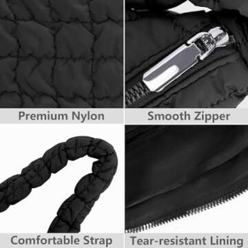 YFGBCX Quilted Tote Bag for Women Puffer Bag Quilted Bag Lightweight Puffy Tote Bag Quilted Padding Shoulder Bag Padded Hobo Crossbody Bag Zip Closure