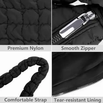 YFGBCX Quilted Tote Bag for Women Puffer Bag Quilted Bag Lightweight Puffy Tote Bag Quilted Padding Shoulder Bag Padded Hobo Crossbody Bag Zip Closure