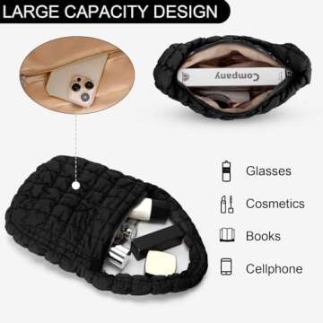 YFGBCX Quilted Tote Bag for Women Puffer Bag Quilted Bag Lightweight Puffy Tote Bag Quilted Padding Shoulder Bag Padded Hobo Crossbody Bag Zip Closure