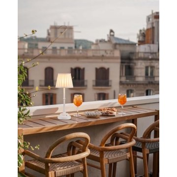 KDG Cordless LED Table Lamp Set of 2, Portables Fabric Shade Desk Lamps, 5000mAh Rechargeable Battery Powered Lighting, Dimmable Light for Dining Room, Bedroom, Bedside, Night Light, Balcony (White)