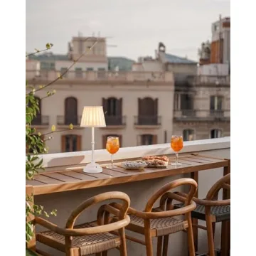 KDG Cordless LED Table Lamp Set of 2, Portables Fabric Shade Desk Lamps, 5000mAh Rechargeable Battery Powered Lighting, Dimmable Light for Dining Room, Bedroom, Bedside, Night Light, Balcony (White)