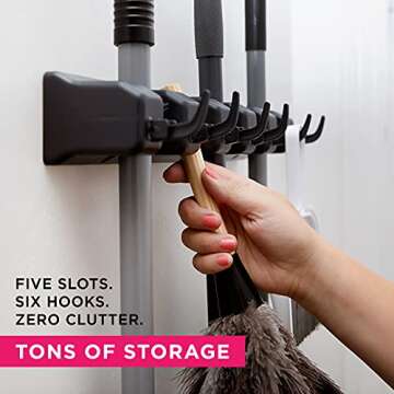 Heavy-Duty EXTRA GRIP Mop & Broom Holder - Space-Saving Wall Storage Solution