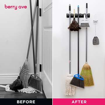 EXTRA GRIP Mop & Broom Holder - Wall Mount Organizer