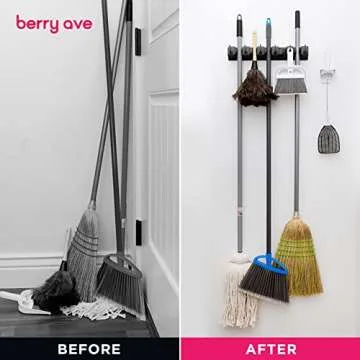 EXTRA GRIP Mop & Broom Holder - Wall Mount Organizer
