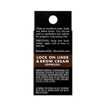 e.l.f. Lock On Liner And Brow Cream, Lines Eyes & Defines Eyebrows, Espresso, 0.19 Oz (5g)