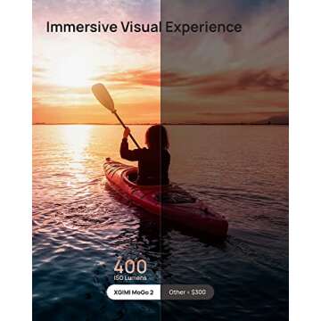 XGIMI MoGo 2 Portable Projector, Mini Projector with Wifi and Bluetooth, 400 ISO Lumens Movie Projec...