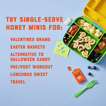 Nate's Honey Minis - Single-Serve 100% Pure, Raw & Unfiltered Honey – 0.49oz Packets, 20ct bag