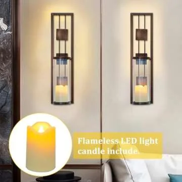 Shelving Solution Wall Sconce Candle Holder Metal Wall Decorations for Living Room, Bathroom, Dining Room, Set of 2