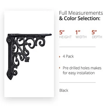 NACH Victorian Antique Black Shelf Brackets - Heavy Duty