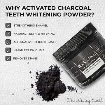 Activated Charcoal Powder with Bamboo Toothbrush for Teeth Whitening | Made in USA | Teeth Stain Remover | Safe for Gums & Enamel | Natural Toothpaste with Vegan Coconut Charcoal & Bentonite Clay