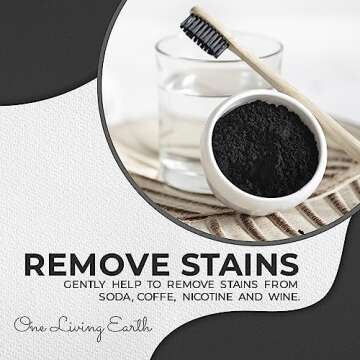 Activated Charcoal Powder with Bamboo Toothbrush for Teeth Whitening | Made in USA | Teeth Stain Remover | Safe for Gums & Enamel | Natural Toothpaste with Vegan Coconut Charcoal & Bentonite Clay