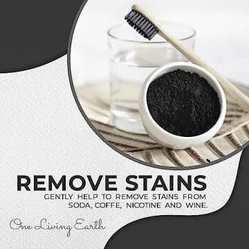 Activated Charcoal Powder with Bamboo Toothbrush for Teeth Whitening | Made in USA | Teeth Stain Remover | Safe for Gums & Enamel | Natural Toothpaste with Vegan Coconut Charcoal & Bentonite Clay