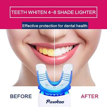 Teeth Whitening Kit with LED Light at Home for Sensitive Teeth,Professional Tooth Whitener with 2xDouble-Sided Silicone Mouth Tray,10xTeeth Whitening Gel,Safely and Effectively Whitens in 18 Mins
