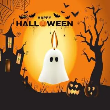 3 pcs Halloween Ghost Candles White Skeleton Novelty Candles Horror and Novelty Decor, Home Decorati...