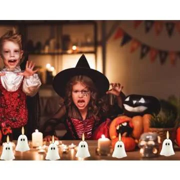 3 pcs Halloween Ghost Candles White Skeleton Novelty Candles Horror and Novelty Decor, Home Decorative Themed Candles Halloween Spooky Weird Candles for Halloween, Scary Party (Ghost Candle)