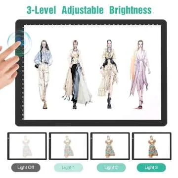 comzler A4 LED Light Board, 3 Level Dimmable Brightness USB Power Artcraft Light Table for Tracing, Light Drawing Sketch Pad for Animation, Sketching, Drawing, Stenciling, Artists - Black