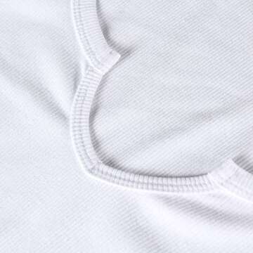 Roselux Women V Neck Ribbed Tight Tshirt Short Sleeve Shirt Fitted Basic Henley Knit Top Tee White S