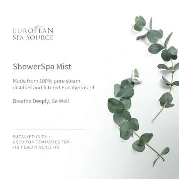 European Spa Source Energizing Lemongrass + Eucalyptus ShowerSpa Mist Spray for Aromatherapy, at Home Spa Experience, Sinus Congestion Relief, and Tension Relief, 4 fl oz.