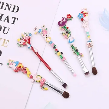Enchanting Alice in Wonderland Makeup Brush Set - 5pcs
