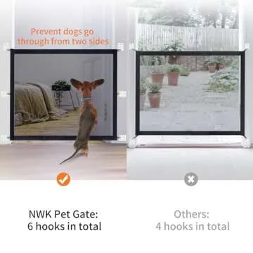 NWK Magic Dog Gate for Stairs Pet Gate for The House Providing a Safe Enclosure for Pets to Play and Rest, 6 Hooks Design (30'' X 43'')