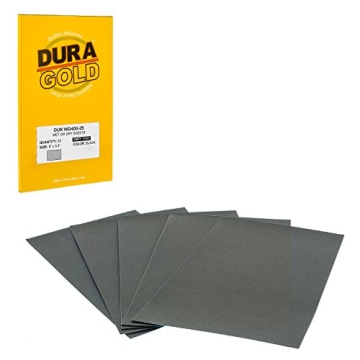 Dura-Gold Premium 400 Grit Wet or Dry Sandpaper Sheets, 5-1/2" x 9", Box of 25 - Fine-Cut Sanding, D...