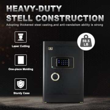 TIGERKING 𝐇𝐞𝐚𝐯𝐲 𝐃𝐮𝐭𝐲 Large Safe Box, 2.05 Cubic Feet Home Safe with Touch...