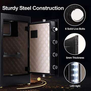 TIGERKING 𝐇𝐞𝐚𝐯𝐲 𝐃𝐮𝐭𝐲 Large Safe Box, 2.05 Cubic Feet Home Safe with Touch Screen Keypad & Built-in Lock Box, Digital Safe for Home Office