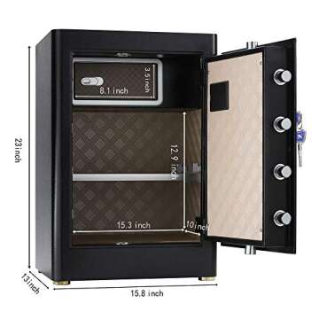 TIGERKING 𝐇𝐞𝐚𝐯𝐲 𝐃𝐮𝐭𝐲 Large Safe Box, 2.05 Cubic Feet Home Safe with Touch Screen Keypad & Built-in Lock Box, Digital Safe for Home Office