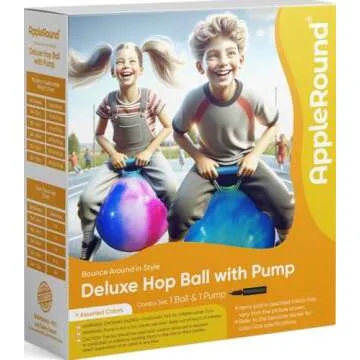 AppleRound Space Hopper Ball with Air Pump, 18in/45cm Diameter for Age 3-6, Kangaroo Bouncer, Hippity Hoppity Hop Ball for Children, Plain Color (Red)