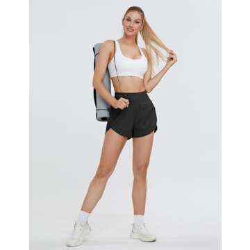 BMJL Women's High Waisted Athletic Running Shorts