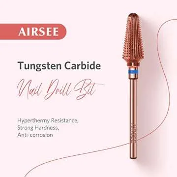 AIRSEE Tungsten Carbide Acrylic Nail Drill Bit Efile Electric File Machine Head Tips for Manicure Po...