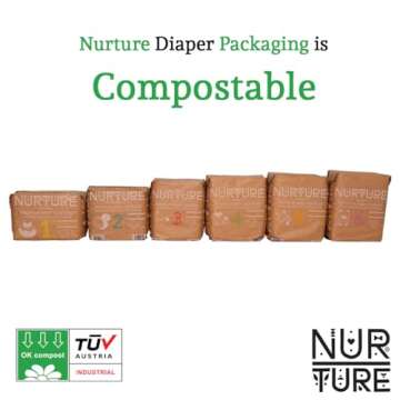 Nurture Diapers by BioBag, Size 4 (15-31 pounds), 78 Premium Quality Baby Diapers, Chemical Free, Ul...