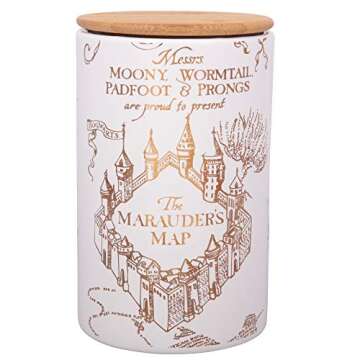 Harry Potter Marauder's Map Porcelain 3 Piece Canister Set - Three Sizes with Gold Marauders Map Design