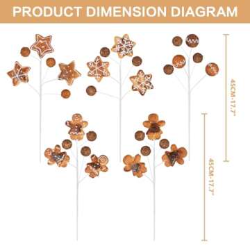 RoseCraft 4PCS Baking Christmas Decorations, 17.7Inch Tree Topper, Artificial Branch Ornaments Chris...