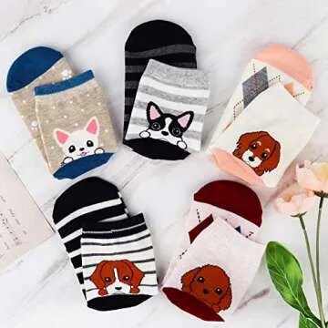 Jeasona Cute Funny Socks Dog Mom Gifts for Women Dog Lovers gifts, Size 5-8