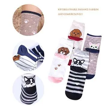Jeasona Cute Funny Socks Dog Mom Gifts for Women Dog Lovers gifts, Size 5-8